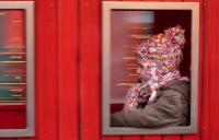 Girl in train carousel